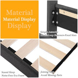 VECELO Full Size Bed Frame Upholstered Platform with Tufted Adjustable Headboard/Mattress Foundation Wood Slat Support/Easy Assembly,Grey VECELO