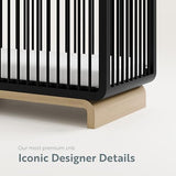 Storkcraft Santorini Deluxe 5-in-1 Convertible Crib with Bonus Toddler Guardrail (Black with Driftwood) – GREENGUARD Gold Certified, Toddler Guardrail Included in Box, Fits Standard Crib Mattress Storkcraft