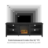 Walker Edison Wren Classic 4 Cubby Fireplace TV Stand for TVs up to 80 Inches, 70 Inch, Black Walker Edison