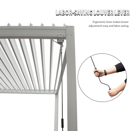 Domi Louvered Pergola 10X20FT, Aluminum Pergola with Adjustable Roof, Aluminum Frame, Efficient Drainage System, Outdoor Pergola for Patio, Deck, Garden, White domi outdoor living