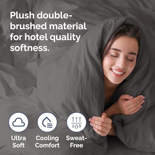 Duvet Cover Twin/Twin XL Size - Extra Soft Twin/Twin XL Size Duvet Cover - Breathable, Easy Care and Fade Free with Zipper Closures & Ties - 68" x 90" Inches - (Dark Grey) Comforter Not Included CGK Unlimited