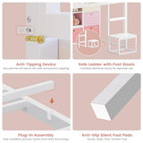 VIAGDO Twin Size Low Loft Bed with 9 Storage Drawers, Bookcase and LED Lights, House-Shaped Metal Twin Loft Bed with Step Stool and Safety Guardrail, Kids Loft Bed with Under-Bed Play Space, White VIAGDO