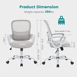 Office Chair, Mid Back Computer Ergonomic Mesh Desk with Larger Seat, Executive Height Adjustable Swivel Task with Lumbar Support and Armrests for Women Adults SMUGDESK