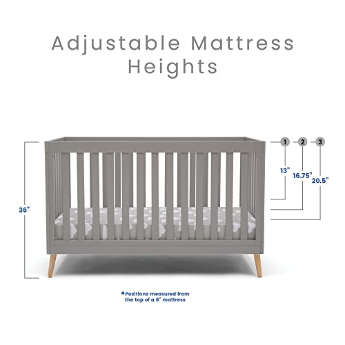 Delta Children Essex 4-in-1 Convertible Baby Crib, Grey with Natural Legs - WoodArtSupply