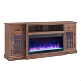 ACCOHOHO Farmhouse Fireplace TV Stand for 80 Inch TV, Entertainment Center w/ 36'' Electric Fireplace & LED Lights, Mordern Media Console with Storage Drawers & Cabinets for Living Room, Brown ACCOHOHO
