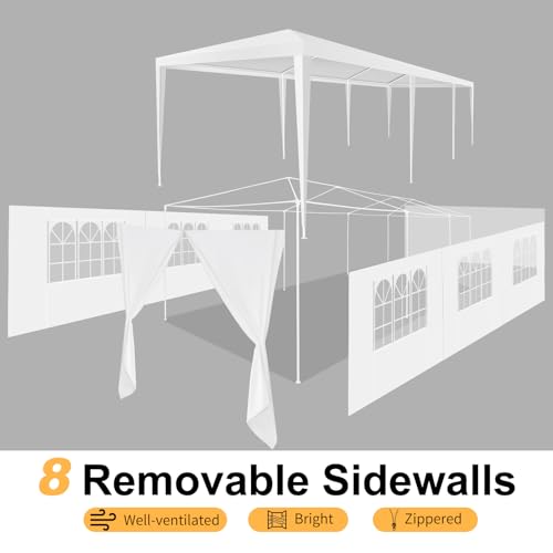 HOTEEL 10x30 Party Tent Outdoor Canopy Tent with Removable Sidewalls, White Tents for Parties Waterproof for Patio Gazebo Shelter Carpas Wedding Events BBQ Hoteel
