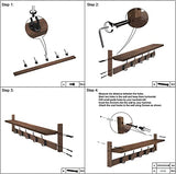 AMBIRD Wall Hooks with Shelf 28.9 Inch Length Entryway Wall Hanging Shelf Wood Coat Hooks for Wall with Shelf Wall-Mounted Coat Hook Rack with 5 Dual Hooks for Bathroom, Living Room, Bedroom (Brown) AMBIRD