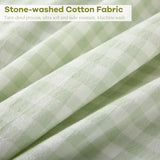 K MASANIJI Pile Green White Plaid Ruffle Gingham Sheets Full Size 4-Piece Set, 300TC 100% Yarn Dyed Cotton Sheets 18 in Deep Pocket Kids Preppy Decorative Bedding (Pile Green/White Plaid, Full) K MASANIJI