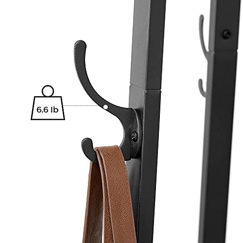 VASAGLE ALINRU Coat Rack with 3 Shelves, Stand with Hooks for Scarves, Bags and Umbrellas, Steel Frame, Industrial Style, Rustic Brown and Black ULCR80X VASAGLE