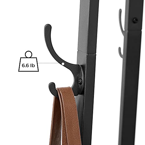 VASAGLE ALINRU Coat Rack with 3 Shelves, Stand with Hooks for Scarves, Bags and Umbrellas, Steel Frame, Industrial Style, Rustic Brown and Black ULCR80X - WoodArtSupply