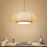 OUKANING 23.5" Bamboo Rattan Ceiling Pendant Light Retro Lantern Hanging Light Fixture, Rustic Woven Light Fixture Creative Decoration Art Lighting for Restaurant, Bedroom, Balcony OUKANING