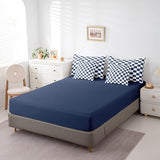 Erosebridal White Blue Plaid Full Comforter Set with Sheets 7 Piece Navy Blue Checkerboard Bedding Set for Kids Boys Teen,Checkered Grid Bed in A Bag Modern Aesthetic Geometric Bed Set Erosebridal