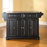 Pemberly Row Traditional Wood/Stainless Steel Top Kitchen Island in Black Pemberly Row