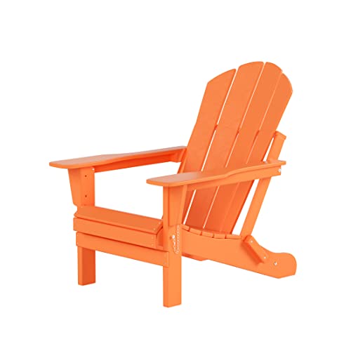 WestinTrends Outdoor Adirondack Chair, Plastic Fire Pit Chair, Weather Resistant Folding Patio Lawn Chair for Outside Deck Garden Backyard Balcony, Orange - WoodArtSupply