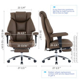 EXCEBET Big and Tall Office Chair with Footrest, PU Leather High Back Executive Office Chair 400lbs, Ergonomic Computer Chairs Lumbar Support for Heavy People (Brown) EXCEBET