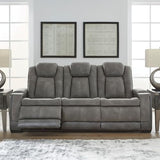 Signature Design by Ashley Next-Gen DuraPella Modern Faux Leather Power Reclining Sofa with Adjustable Headrest, Gray Signature Design by Ashley