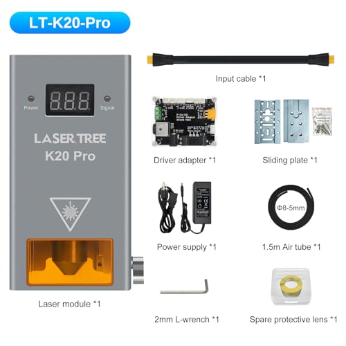 LASER TREE Laser Module, 20W(20000 mW) Output Diode Laser Cutter Module, Higher Accuracy Laser Engraving Module for Wood, Metal, Acrylic, Suitable for Laser Engraver Cutter DIY Machine, Class 4 LASER TREE
