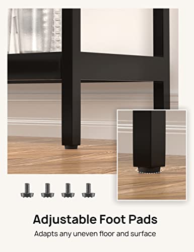 Evajoy Console Table, 35" Entryway Table with 3 Tiers, Open Sofa Table with Tempered Glass for Living Room, Foyer, Entryway, Bedroom, Hallway, Black Evajoy