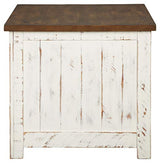 Signature Design by Ashley Wystfield Farmhouse End Table with Storage, Distressed White & Brown Finish Signature Design by Ashley