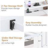 Elephance Twin Bed Frames with Charging Station and LED Lights, Metal Bed Frame with 2-Tier Storage Headboard, No Box Spring Needed, Noise Free, Easy Assembly Elephance