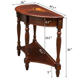 LEEMTORIG Demi Lune Console Table for Entryway Living Room, Cherry Solid Wood Entryway Table with Storage Drawer, Traditional Victorian Antique Sofa Table Hallway Table, Cherry Walnut SFZ-1533-WD-DR LEEMTORIG