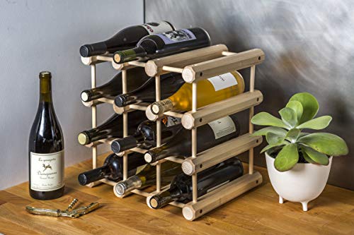 J.K. Adams Wood Stackable Modular Wine Rack Storage Holder with Natural Pins, 12 Bottle, Ash J.K. Adams