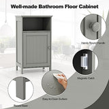 CLEEMAN Bathroom Storage Cabinet, Freestanding Wooden Bathroom Floor Cabinet with Door, Open Shelf, 3-Level Adjustable Shelf, Multipurpose Side Storage Organizer for Living Room, Kitchen (Grey) CLEEMAN