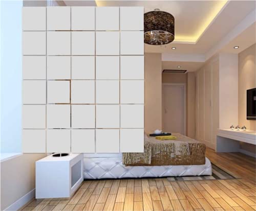 BMIDRUT 12Pcs White Hanging Room Divider,Wood-Plastic Room Divider DIY Panel Screens Partition Wall Dividers Room Decoration with All Accessories 11.4x11.4 Inch BMIDRUT