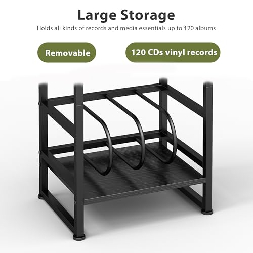 ZEXVIDA Record Player Stand,3-Tier Record Player Table with U-Shaped Vinyl Storage Up to 120 Albums,28" H End Table Turntable Stand with Storage,Record Table Vinyl for Living Room Bedroom ZEXVIDA