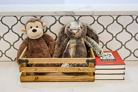 Admired By Nature 1 unit 12"L Rustic Small Wooden Crate, Gift Basket, Decorative Tray, Storage Organizer, Farmhouse Style Decor, Wood Storage Crates Container, Decorative Display Trays For Home Décor Admired By Nature