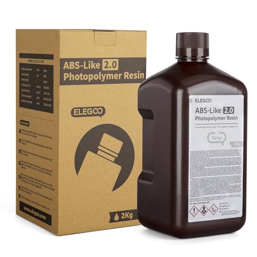 ELEGOO Upgraded ABS-Like 3D Printer Resin 2.0, 405nm UV-Curing Photopolymer Resin for Mars Saturn Jupiter MSLA DLP LCD 3D Printing Grey 2000g ELEGOO