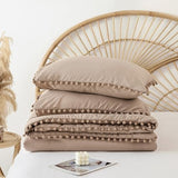 YIRDDEO Twin Comforter Set - Comforter Twin Size Bed with Ball Pom Fringe, Soft Bedding Set for All Seasons - 2 Pieces, 1 Comforter (66"x90") & 1 Pillow Sham(20"x26"), Taupe YIRDDEO