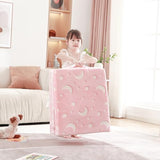 Givjoy Foldable Floor Mattress for Kids, Glow in The Dark Pink Moon Toddler Washable Tri Folding Floor Mat for Nap Daycare, Child Trifold Futon Sofa Bed with Storage Bag for Playroom Girls and Boys Givjoy