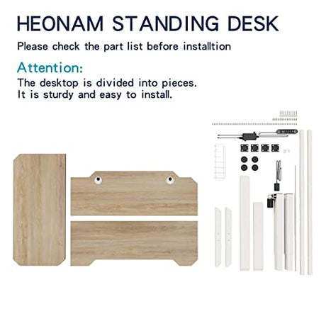 HEONAM Ergonomic Electric Standing Desk 59 Inch, Height Adjustable Sit Stand Desk with Memory Keypad and Large Work Surface HEONAM
