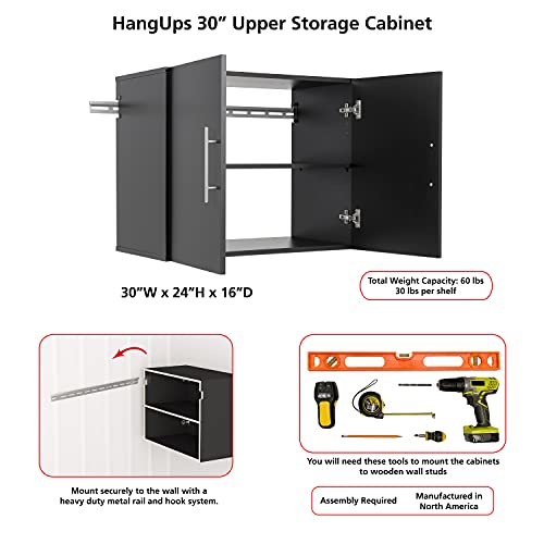 HangUps Upper Storage Cabinet, 30", Black Prepac