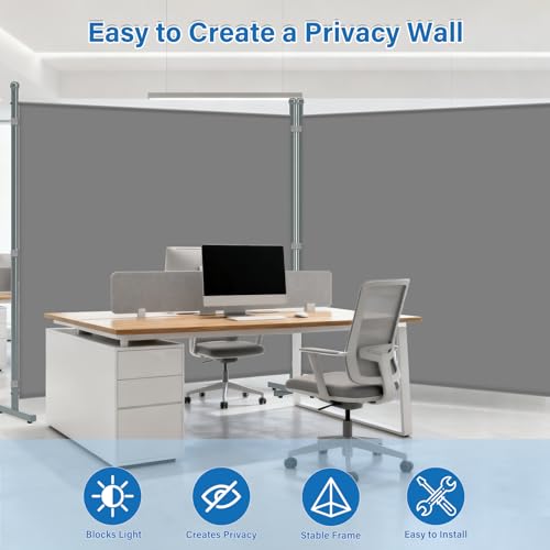 AKTOP Room Divider, Freestanding Single Panel Privacy Screen, Portable Temporary Wall Dividers for Room Separation, Large Room Partitions and Separators for Home, Office, Dorm, 71''W x 71''H, Grey AKTOP