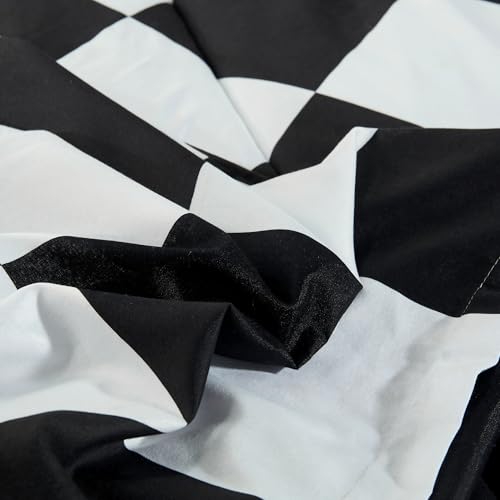 Anrenoti Black White Plaid Comforter Set, 3 Pieces Fluffy Gingham Checkered Down Alternative Comforter Full (79"x90"), Lightweight Microfiber Geometric Bedding with 2 Pillowcases for All Seasons Anrenoti