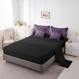 Feelyou Adults Gothic Damask Print Bedding Set Purple Goth Bat Victorian Floral Comforter Set 7 Pieces Comforters Full Size Boho Bohemian Exotic Bed in a Bag Feelyou