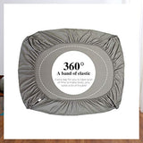 NHNHN Fitted Sheet-Deep Pockets-Soft Microfiber-Easy Care-Shrinkage and Fade Resistant-Fitted Sheets Queen Size for Girl Woman Teens Kids-Only 1 Fitted Sheet (Queen,Light Grey) NHNHN