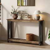 ChooChoo Farmhouse Console Table, Rustic Vintage Narrow Sofa Table for Entryway, Living Room, Hallway, 40 Rustic Oak & Black ChooChoo