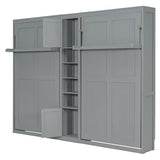Merax 110W Dual Twin Wall Murphy Beds with Cabinets and Shelves,Sleeping Arrangement for Multipurpose Area, Bedroom, Guest Room or Living Room,Gray Merax