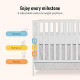Dream On Me Synergy 3-in-1 Convertible Full-Size Baby Crib & Changer, White, Open Storage, GreenGuard Gold & JPMA, Pinewood, Converts to Day & Toddler Bed, 4 Mattress Heights, 1″ Changing Pad,
