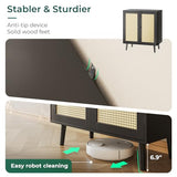 Huuger Buffet Cabinet with Storage, Storage Cabinet with Synthetic Rattan Decor Doors, Accent Cabinet with Solid Wood Feet, Sideboard Cabinet for Hallway, Entry, Living Room, Black Huuger