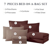 Monbix Queen Comforter Set - 7 Pieces Dark Red Bed in a Bag Queen Bedding Sets with Comforters, All Seasons Comforter Bed Set with Sheets, Pillowcases & Shams Monbix