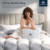 Pacific Coast Luxury White Goose Feather and Down Fiber Comforter Queen Size, All Season Fluffy Hotel Bedding Comforters，Ultra-Soft & Breathable Fabric duvet insert queen with 8 Tabs, 90x90 Inch White Pacific Coast
