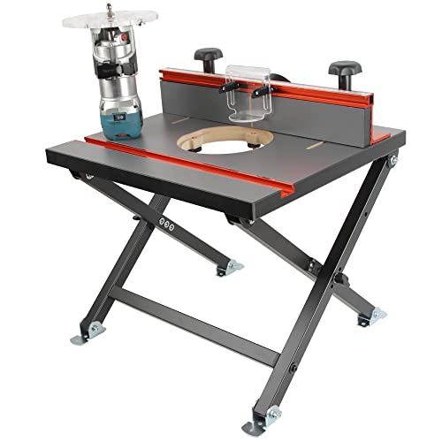 O'SKOOL Quick Convertible and Foldable Benchtop Trim Router Table with Insert Plate Kit - WoodArtSupply