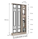 Wall Room Divider, Modern Freestanding Wood Room Divider Screen with Shelf & Cabinet Storage for Living Room,Office, Bedroom (Khaki+Black, 47" L x 9.5" W x 79.5" H) GRGECXZ