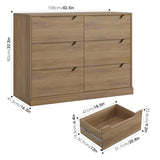 HOSTACK Modern 6 Drawer Dresser for Bedroom, Double Chest of Drawers with Storage, Large Wooden Storage Dresser Organizer with Cut-Out Handle, Accent Storage Cabinet for Living Room, Rustic Brown HOSTACK