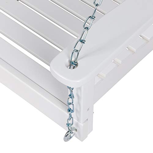 Shine Company Maine 54" Wood Porch Swing with Chains – White Shine Company