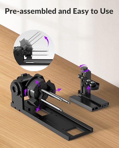 Rotary Pro Attachment for WeCreat Lumos Laser Engraver, Adjustable U-Axis Roller for Engraving Cylindrical Objects, Jewelry, Ring Interiors, Wine Glass, Baseball, Tumbler, Engraver Accessory WECREAT
